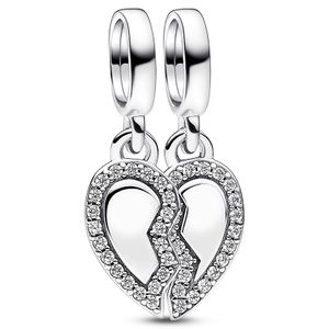 Pandora 792743C01 Hangbedel Friends Splittable Heart zilver-zirconia wit