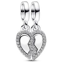 Pandora 792743C01 Hangbedel Friends Splittable Heart zilver-zirconia wit