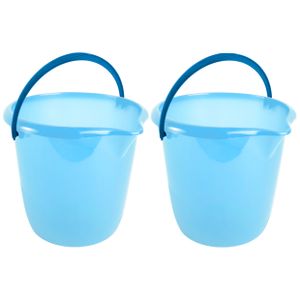 Set van 5x stuks blauwe schoonmaakemmers/huishoudemmers 10 liter van dia 28 cm