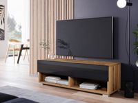 TV-meubel ACAPULCO 1 klapdeur 100 cm eik wotan/hoogglans zwart zonder led - thumbnail