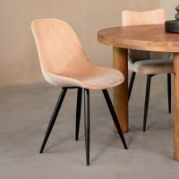 LABEL51 Eetkamerstoel Capri - Zand - Fluweel - Zwart Metalen Frame