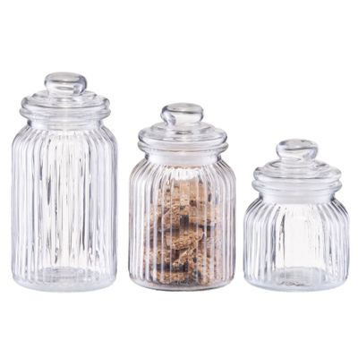 Set 3x keuken voedsel opslag voorraad glas in 3 formaten