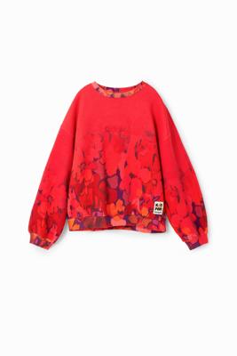 Sweatshirt met aquarel bloemen - RED - XL