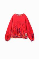 Sweatshirt met aquarel bloemen - RED - XL