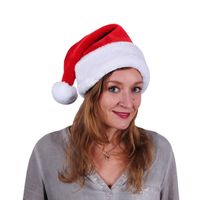 Luxe pluche kerstmuts rood/wit voor volwassenen Luxe pluche kerstmuts rood/wit voor volwassenen