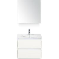 Dante Badmeubelset 60 cm - Wit Hoogglans - Keramische Wastafel Wit Enjoy met Spiegelkast