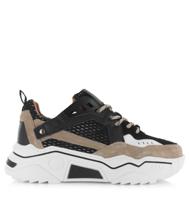 DWRS LABEL Pluto black beige Zwart Suede Lage sneakers Dames