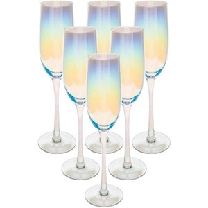 Set van 6x champagneglazen/flutes parelmoer Fantasy 210 ml van glas