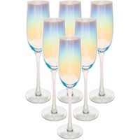 Set van 6x champagneglazen/flutes parelmoer Fantasy 210 ml van glas - thumbnail