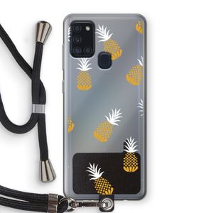 Ananasjes: Samsung Galaxy A21s Transparant Hoesje met koord