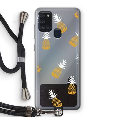 Ananasjes: Samsung Galaxy A21s Transparant Hoesje met koord