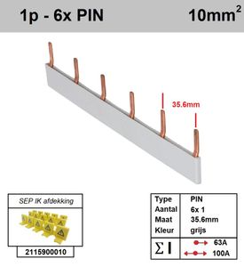 SEP Verdeelkam 1f pin 6 mod 18mm grijs P01106G00
