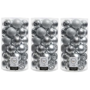111x Kunststof kerstballen mix zilver 6 cm kerstboom versiering/decoratie   -