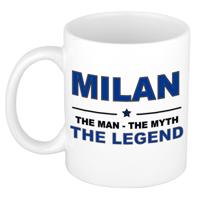 Milan cadeau mok - man myth legend - naam koffiemok / beker - wit en blauw - 300 ml