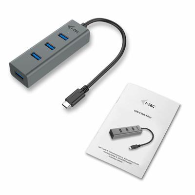 USB-HUB i-Tec C31HUBMETAL403 USB x 4 Grijs Zwart