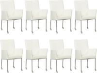 Set van 8 Gebroken witte leren moderne eetkamerstoelen Comfort - Toledo Leer Bianco (gebroken wit leer)