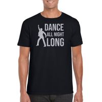 Zilveren muziek t-shirt / shirt Dance all night long zwart heren - thumbnail