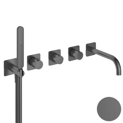 Hotbath Inbouw Badkraan Gal Thermostaatkraan met 2 Stopkranen en Uitloop Geborsteld Gunmetal PVD