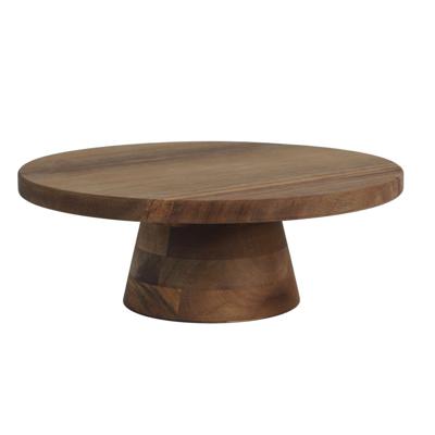 Home Deco Factory Taart plateau - acacia hout - D28 cm - met voet - taartstandaard