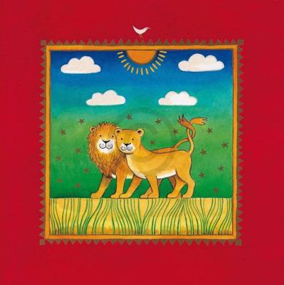 Kunstdruk Linda Edwards - Two little lions 40x40cm