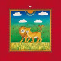 Kunstdruk Linda Edwards - Two little lions 40x40cm