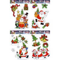 Kerst decoratie stickers kerstman plaatjes set   -