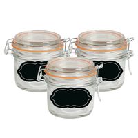 Weckpot/inmaakpot - 6x - 200 ml - glas - met beugelsluiting - incl. etiketten - Weckpotten - thumbnail