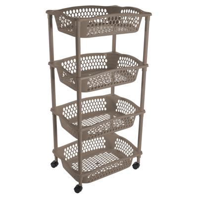 Keuken opberg trolley - 4 manden - taupe - 86 x 41 cm - roltafel