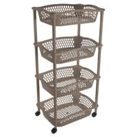 Keuken opberg trolley - 4 manden - taupe - 86 x 41 cm - roltafel Keuken opberg trolley - 4 manden - taupe - 86 x 41 cm - roltafel