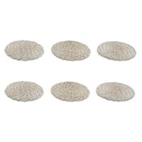 Onderzetters Home ESPRIT Wit Natuurlijk Bamboe Rotan 12 x 12 x 6 cm