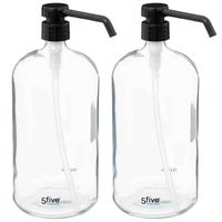 2x Stuks Zeeppompjes/zeepdispensers van glas - transparant - 1 liter