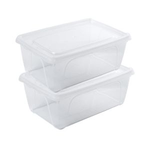 2x Voorraad/vershoudbakjes hoog/diep 0,5 liter transparant 15 x 10 x 6 cm