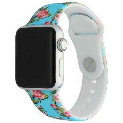 Apple Watch Print Sport Band - Pioen Lichtblauw - 44, 45, 46 & 49mm