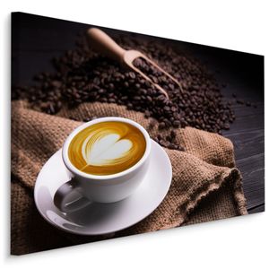 Schilderij - Latte Koffie met Liefde, premium Print