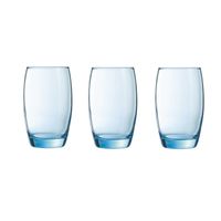 12x Stuks drinkglazen/waterglazen transparant blauw 350 ml - thumbnail