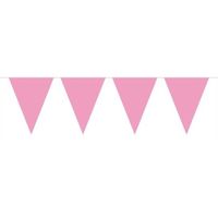3x Mini vlaggetjeslijn slingers verjaardag baby roze - Vlaggenlijnen - thumbnail