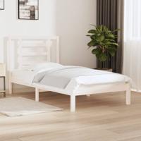 Bedframe zonder matras massief grenenhout wit 90x200 cm