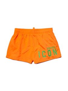 DSQUARED2 KIDS short de bain élastiqué à logo imprimé - Orange