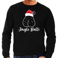 Foute humor Kersttrui / sweater voor heren - jingle balls - zwart - kerstmuts