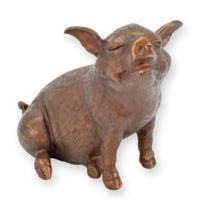 A BRONZE PIG SITTING (SMALL)