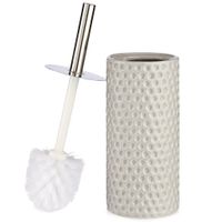 Toiletborstel/wc-borstel kiezelgrijs met stippen keramiek 31 cm   - - thumbnail