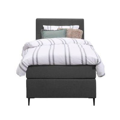 Boxspring Liv geblokt - antraciet - 90x200 cm - slanke poot - Leen Bakker