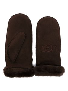 UGG mitaines en peau lainée à logo brodé - Marron