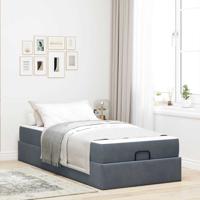 Bedframe met matras met opslag Donkergrijs 100 x 200 cm Fluweel