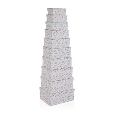 Set van opstapelbare opbergboxen Versa Karton Blommor 10 Onderdelen