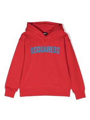 DSQUARED2 KIDS hoodie en coton à logo imprimé - Rouge
