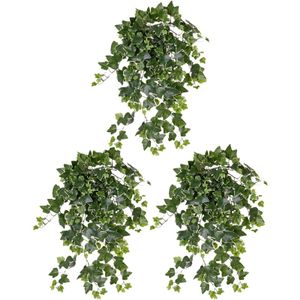 3x Groene/witte Hedera Helix/klimop kunstplant 65 cm voor buiten