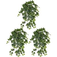 3x Groene/witte Hedera Helix/klimop kunstplant 65 cm voor buiten