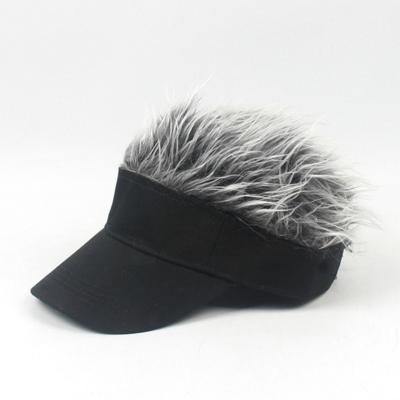 Unisex Fashion outdoor zonnescherm Baseballpet met pruik grootte: One size (kinder zwarte zilveren pruik)