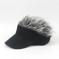Unisex Fashion outdoor zonnescherm Baseballpet met pruik grootte: One size (kinder zwarte zilveren pruik)